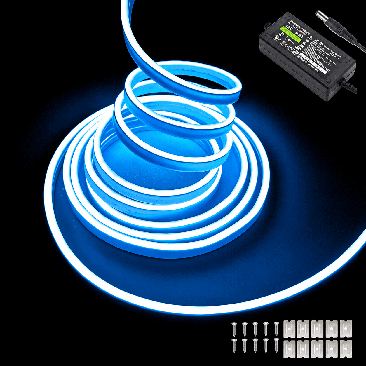 dobestyou Ice Blue Neon LED Strip Lights - 16.4ft (5M) 12V DC 600 ...