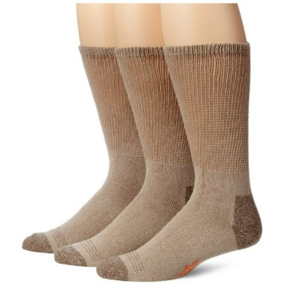 Dockers Men's Cushion Comfort Non Binding Basic Cotton Crew Socks, Khaki, 3 Pair