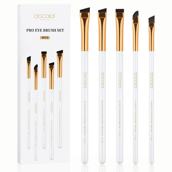 docolor 5Pcs Eyeliner Brush Set – Angled Eyeliner Brush, Ultra Thin Fine Point & Flat Slanted Brushes