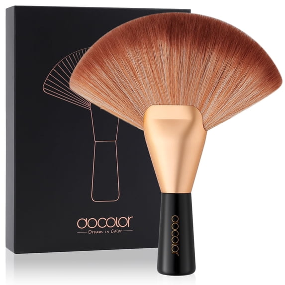 docolor Large Fan Brush – Multi-Use for Finishing Powder, Highlighter, Blush, Bronzer & Spray Tan – Professional Face & Body Makeup Brush