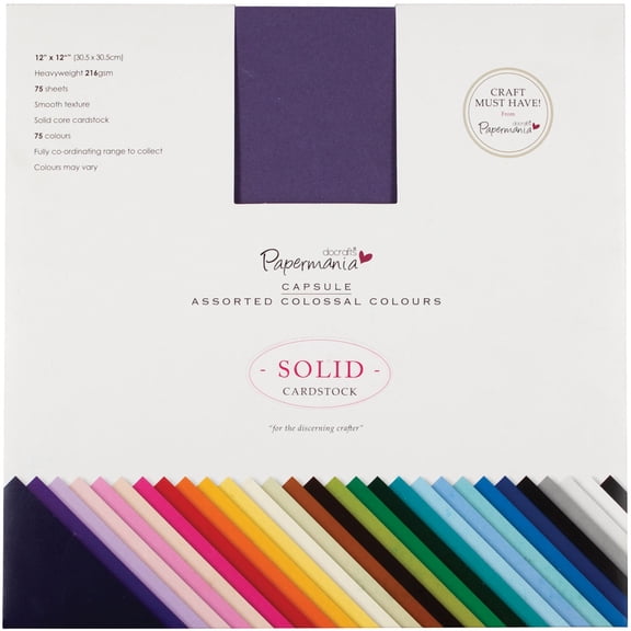 docrafts Papermania Premium Smooth Solid Cardstock Pack 12"X12" 75/Pk-Colossal