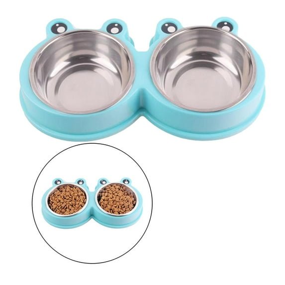 dog Bowls Double Raised Pet Bowls, Elevated Cat Bowls, with Slip Station, Stainless Steel Pet Feeder Bowls for All Small to Largs - Blue