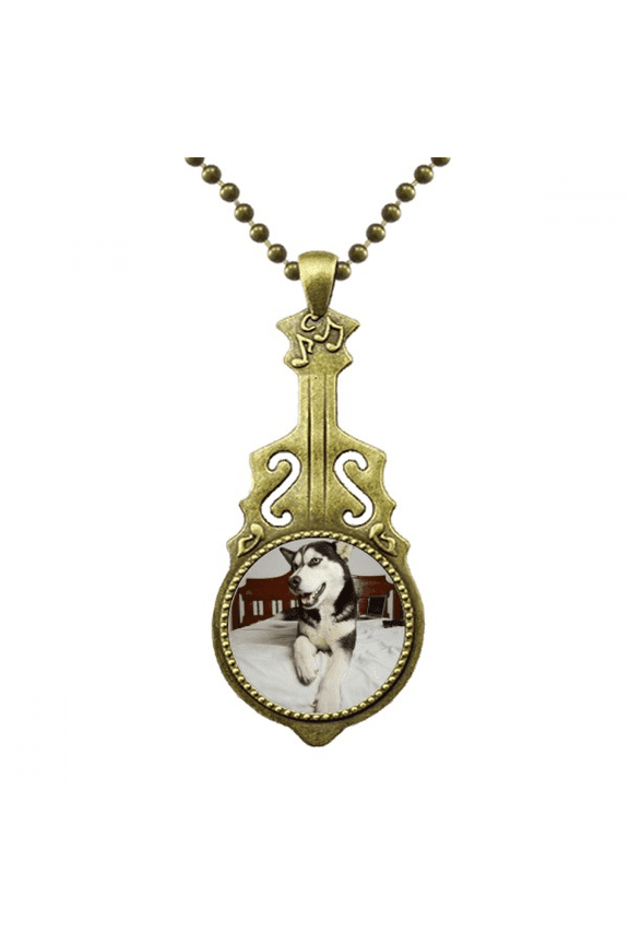 dog animal room hupicture necklace antique guitar jewelry music pendant