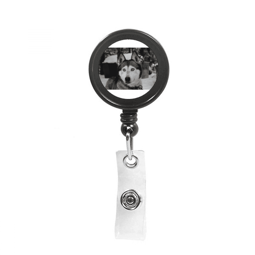 dog animal snow huphotography Retractable Keychain Badge Holder ID Badge