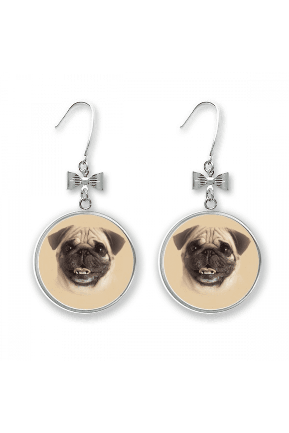 dog skin black loose art deco fashion bow earrings drop stud pierced hook