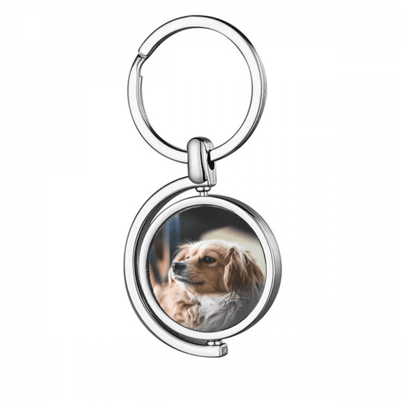 dog small animal lly photo Rotating Keychain Metal Keyring Holder
