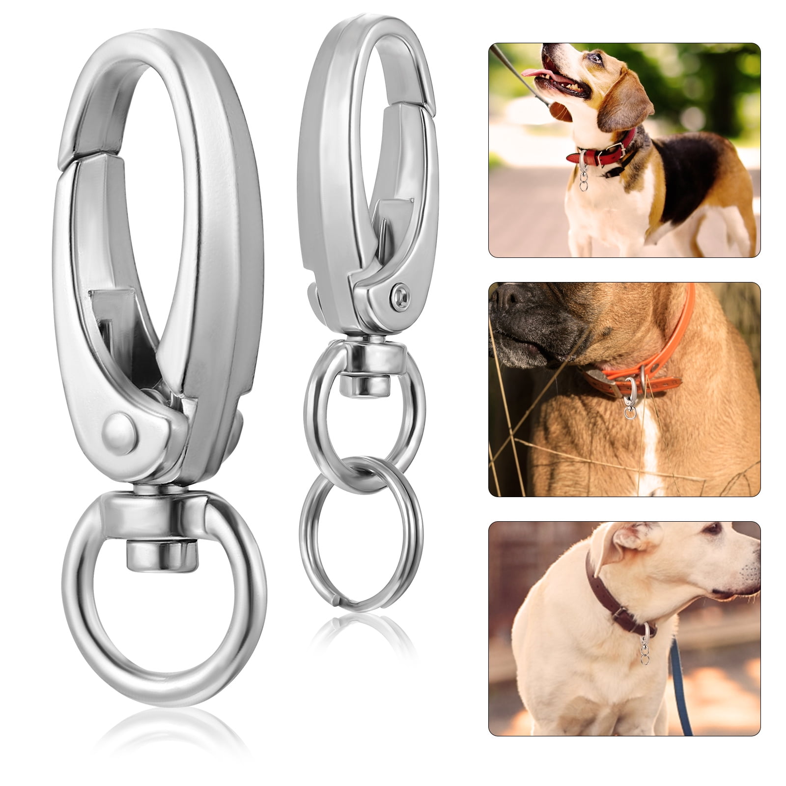 dog tag clip for collar 1 Set Leash Dog Tag Clips with Matching Rings for Cat Dog Collars and