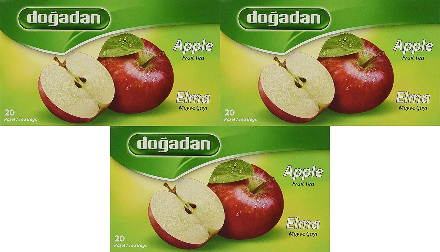 dogadan Apple Fruit Tea 20 Tea Bags Pack of 3 ( 60 tea bags)