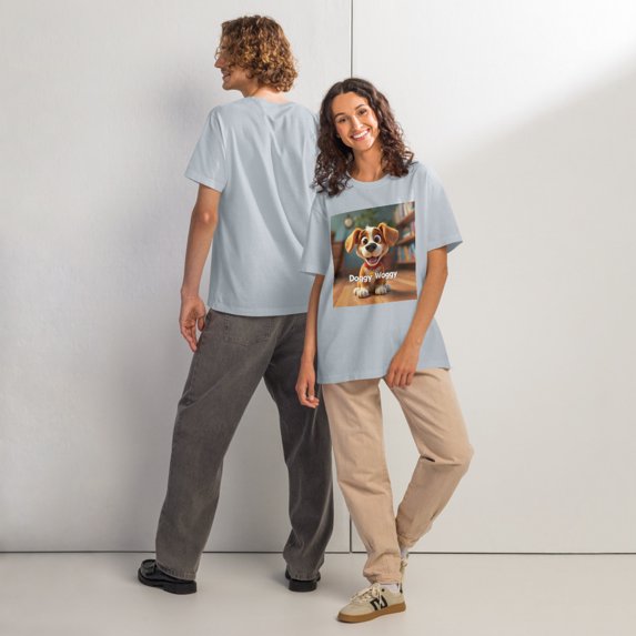 doggy woggy t-shirt (Light Washed Denim, S)