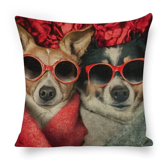 dogs sunglasses blanket Linen toss pillowcase decoration pillowcase gifting preferred 18x18 inch cushion cover sofa pillowcase sofa bedroom living room car