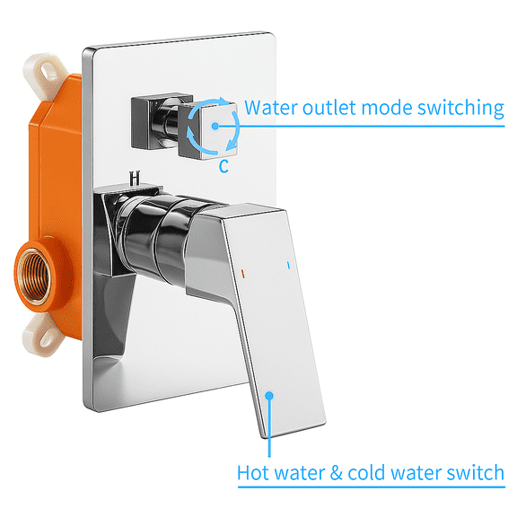 dokea 10 Inch Square Rainfall Shower System - Chrome Tub Faucet Set with Handheld Sprayer