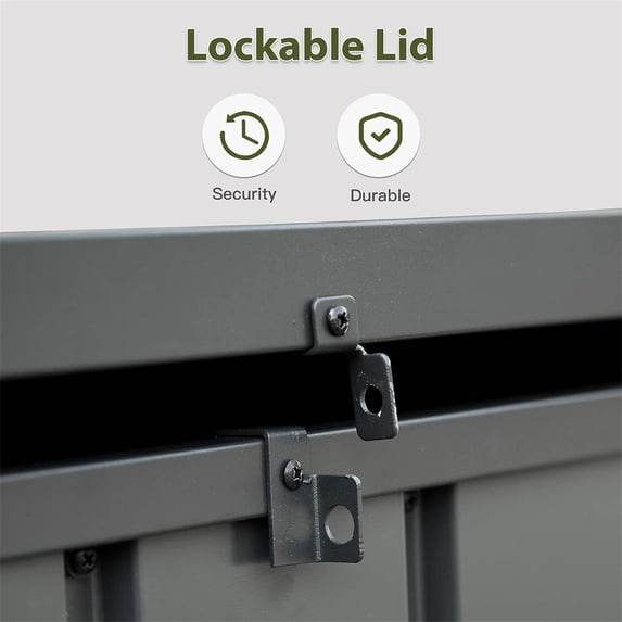 dokea 100 Gallon Outdoor Storage Deck Box - Waterproof Patio Bin with Lock (Dark Gray)