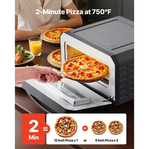 dokea 12 Inch Electric Pizza Oven with Pizza Stone - 750F Max Temp