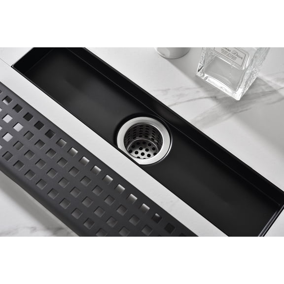 dokea 12 Inch Linear Shower Drain - Stainless Steel, Quadrato Grate, Hair Strainer