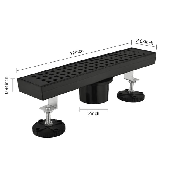 dokea 12 Inch Linear Shower Drain with Hair Strainer & Leveling Feet