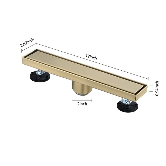 dokea 12 Inch Linear Shower Drain with Hair Strainer & Leveling Feet