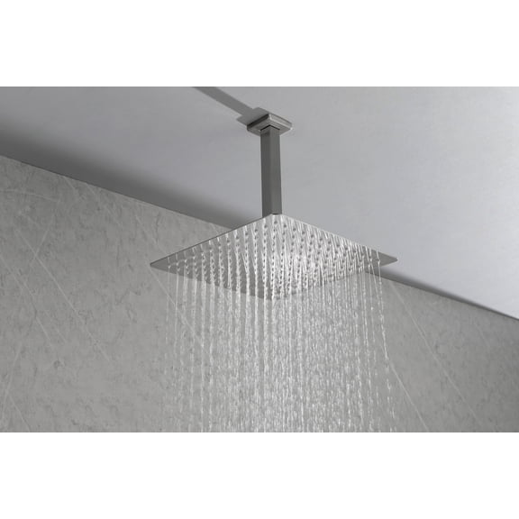 dokea 12 Inch Square Rain Shower Head with Handheld - Stainless Steel, Black