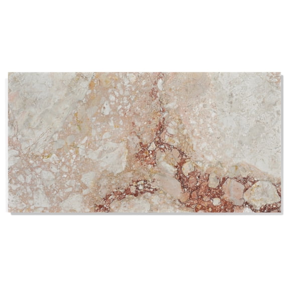 dokea 12x24 Pink Natural Marble Tiles - 4 Pcs for Wall & Floor Decor