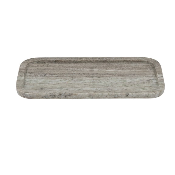 dokea 12x6 Gray Marble Tray - Rectangular with Raised Edges