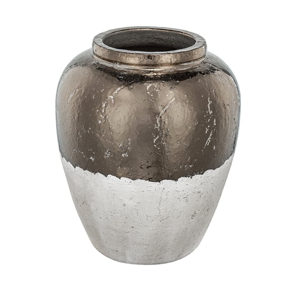 dokea 13x13x16" Round Sienna Brown Ceramic Accent Vase