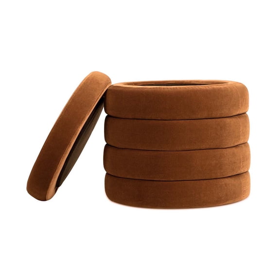 dokea 19 Burnt Orange Performance Velvet Round Storage Ottoman