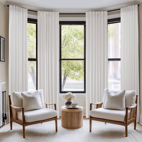 dokea 2 Piece Poly Linen Curtains - 40x102" Pinch Pleat Window Panels (Set of 2)