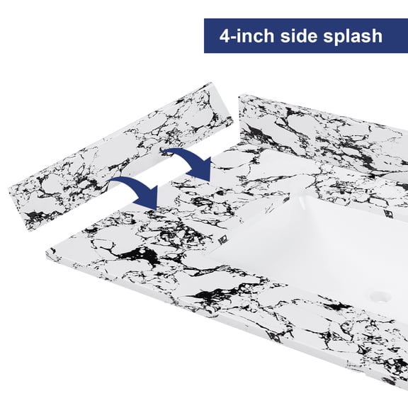 dokea 22-inch Bathroom Sink Side Splash - Panda White Engineered Marble Stone