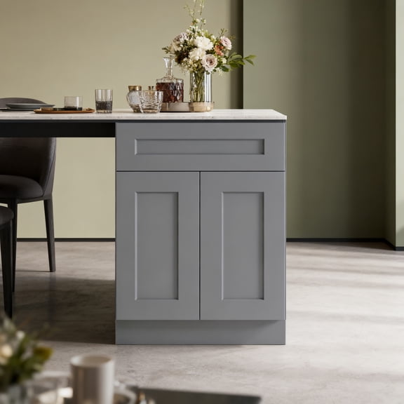 dokea 24" Gray Shaker Base Cabinet - Soft-Close, Adjustable Shelf Storage - Storage Cabinet
