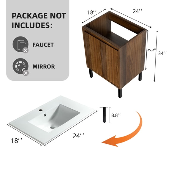 dokea 24 Inch Bathroom Vanity without Sink - Standing Design, Eco-Friendly Board