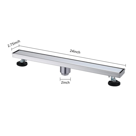 dokea 24 Inch Linear Shower Drain with Hair Strainer & Leveling Feet