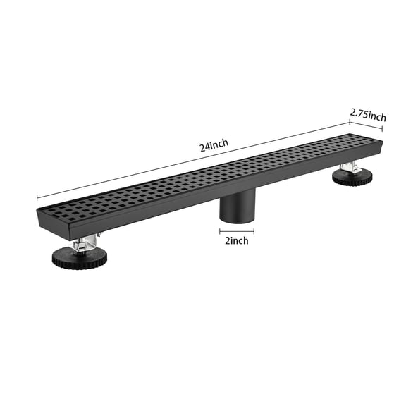 dokea 24 Inch Linear Shower Drain with Hair Strainer & Leveling Feet