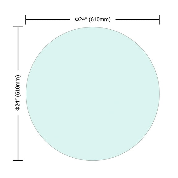 dokea 24 Round Tempered Glass Table Top Clear 1/4 Thick, Flat Edge