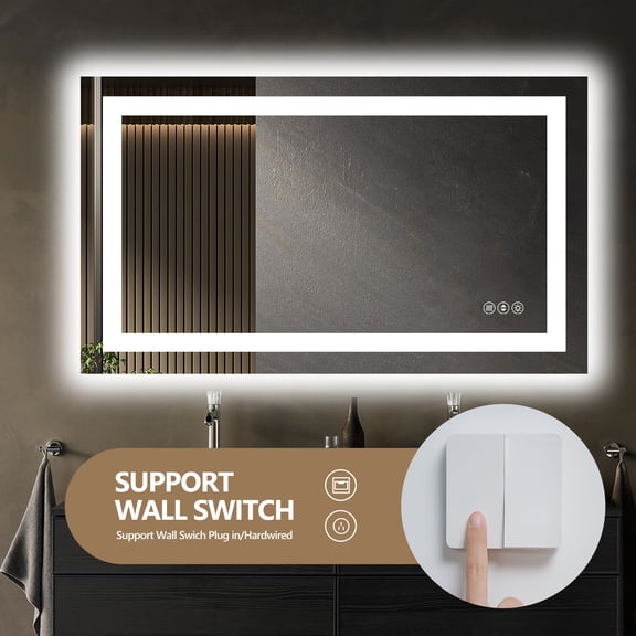 dokea 24x32 Frameless LED Smart Bathroom Mirror with Anti-Fog