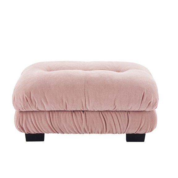 dokea 27 Ottoman - Pink Chenille Accent Stool - Living Room Footrest
