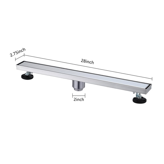 dokea 28 Inch Linear Shower Drain with Hair Strainer & Leveling Feet