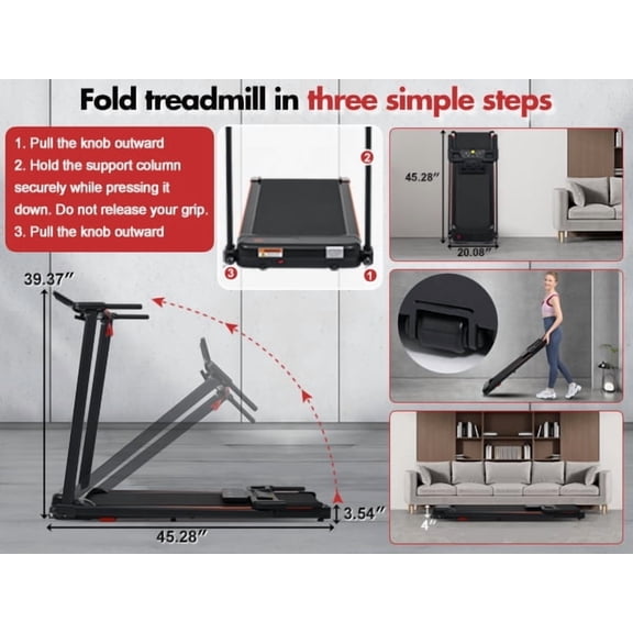 dokea 3.0HP Incline Treadmill - 8% Incline, 265lb Capacity