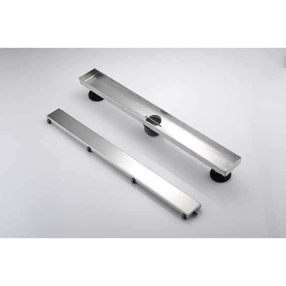 dokea 30 Inch Linear Shower Drain - 304 Stainless Steel with Hair Strainer & Leveling Feet