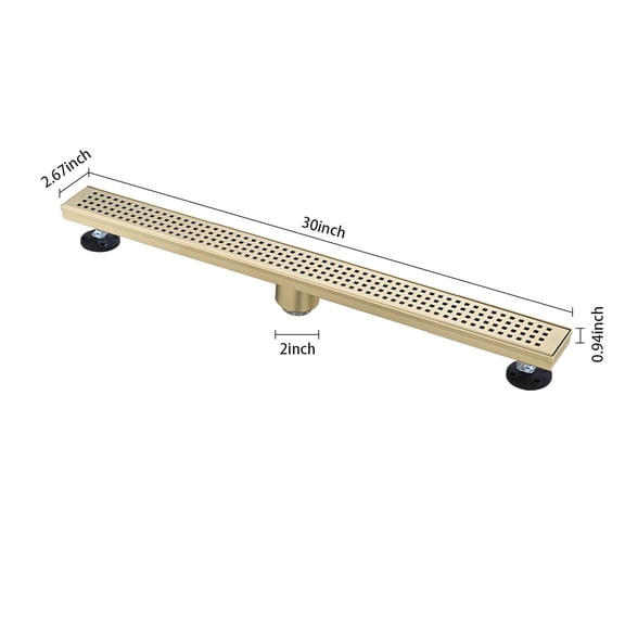 dokea 30 Inch Linear Shower Drain with Hair Strainer & Leveling Feet - Stainless Steel