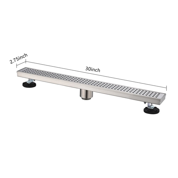 dokea 30 Inch Linear Shower Drain with Hair Strainer & Leveling Feet - Stainless Steel