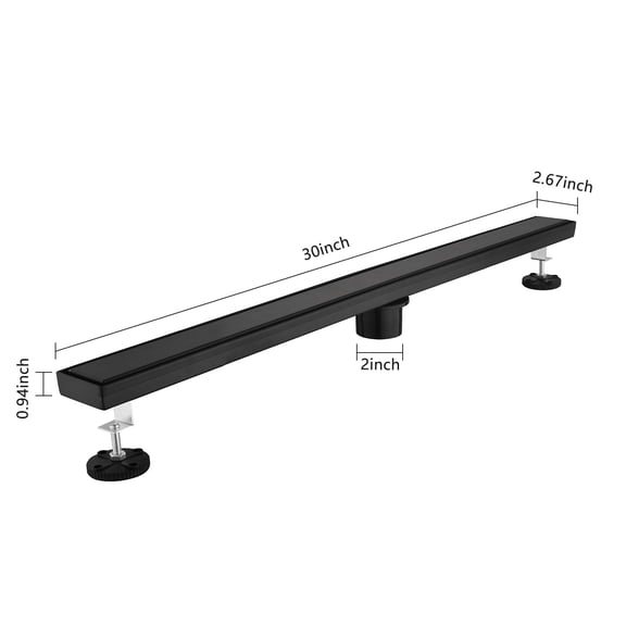 dokea 30 Inch Linear Shower Drain with Hair Strainer & Leveling Feet - Stainless Steel
