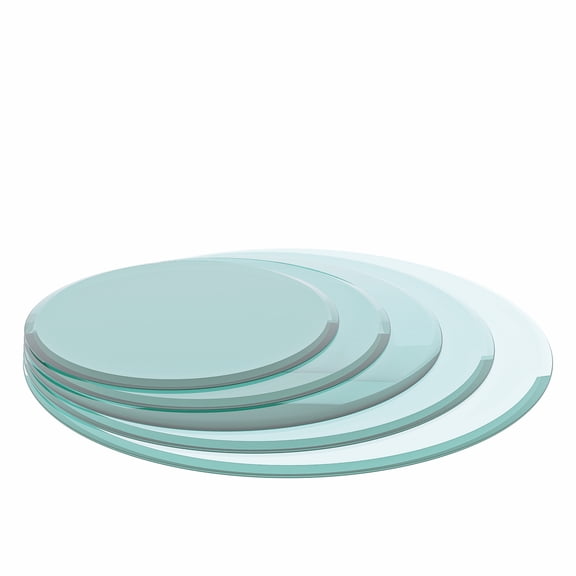 dokea 30 Round Tempered Glass Table Top  Clear Glass, Beveled Edge 2/5 Thick