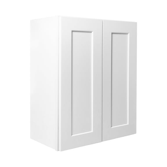 dokea 30" White Shaker Double Door Wall Cabinet - 2 Shelves, RTA Storage
