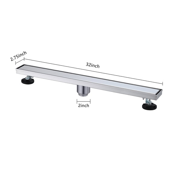 dokea 32 Inch Linear Shower Drain with Hair Strainer & Leveling Feet