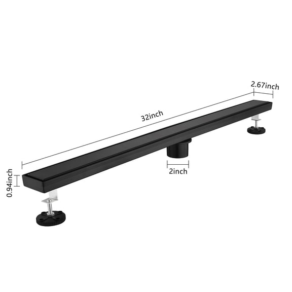 dokea 32 Inch Linear Shower Drain with Hair Strainer & Leveling Feet