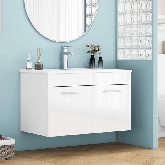 dokea 32" Wall Mounted Bathroom Vanity with Sink - White