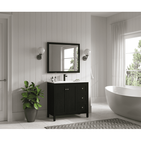 dokea 35.5 Munich Black Bathroom Vanity Cabinet with 3 Drawers