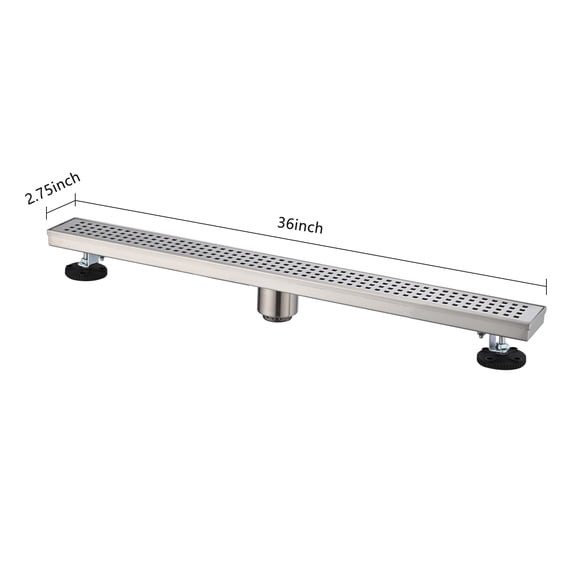 dokea 36 Inch Linear Shower Drain with Hair Strainer & Leveling Feet Stainless Steel