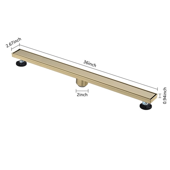 dokea 36 Inch Linear Shower Drain with Hair Strainer & Leveling Feet