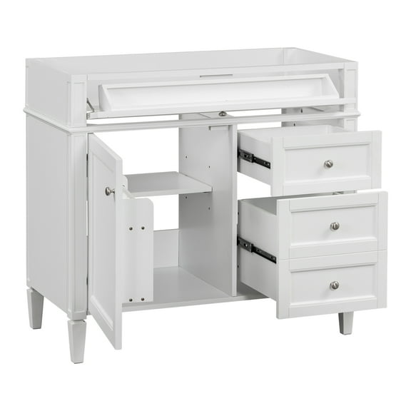 dokea 36'' Modern Bathroom Vanity Cabinet - 2 Drawers, Tip-out Drawer, Solid Wood Frame - No Sink Included
