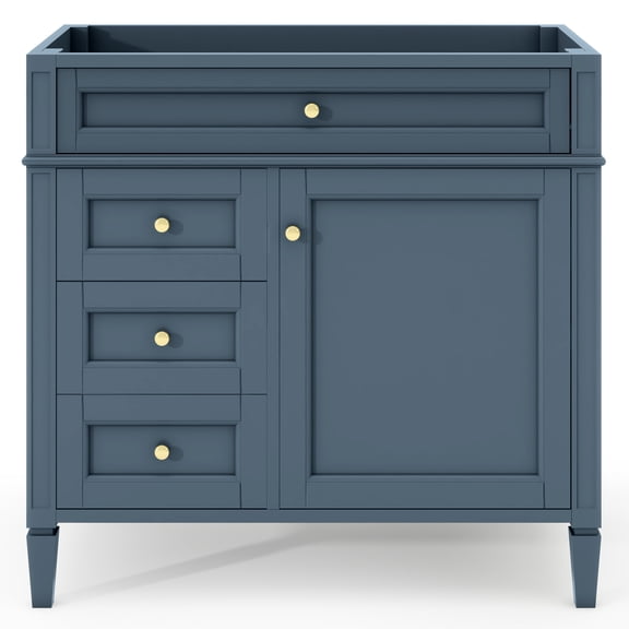 dokea 36'' Modern Bathroom Vanity Cabinet - 2 Drawers, Tip-out Drawer, Solid Wood Frame - No Sink Included